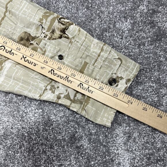 Columbia Button Down Shirt Mens Large Deer Print River Lodge Hunting Beige - Picture 14 of 14